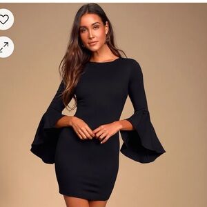 Flare black sleeve body con dress